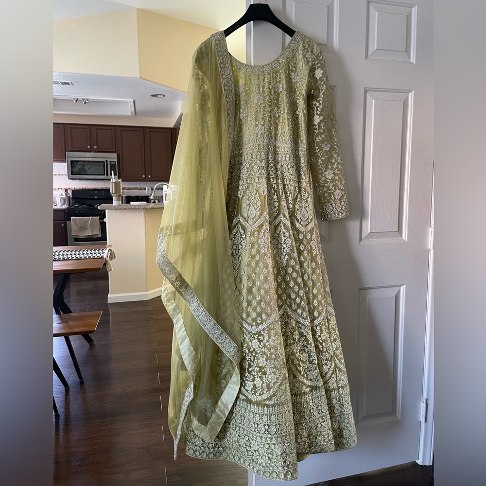 Gorgeous Pistachio Green Anarkali Indian Dress